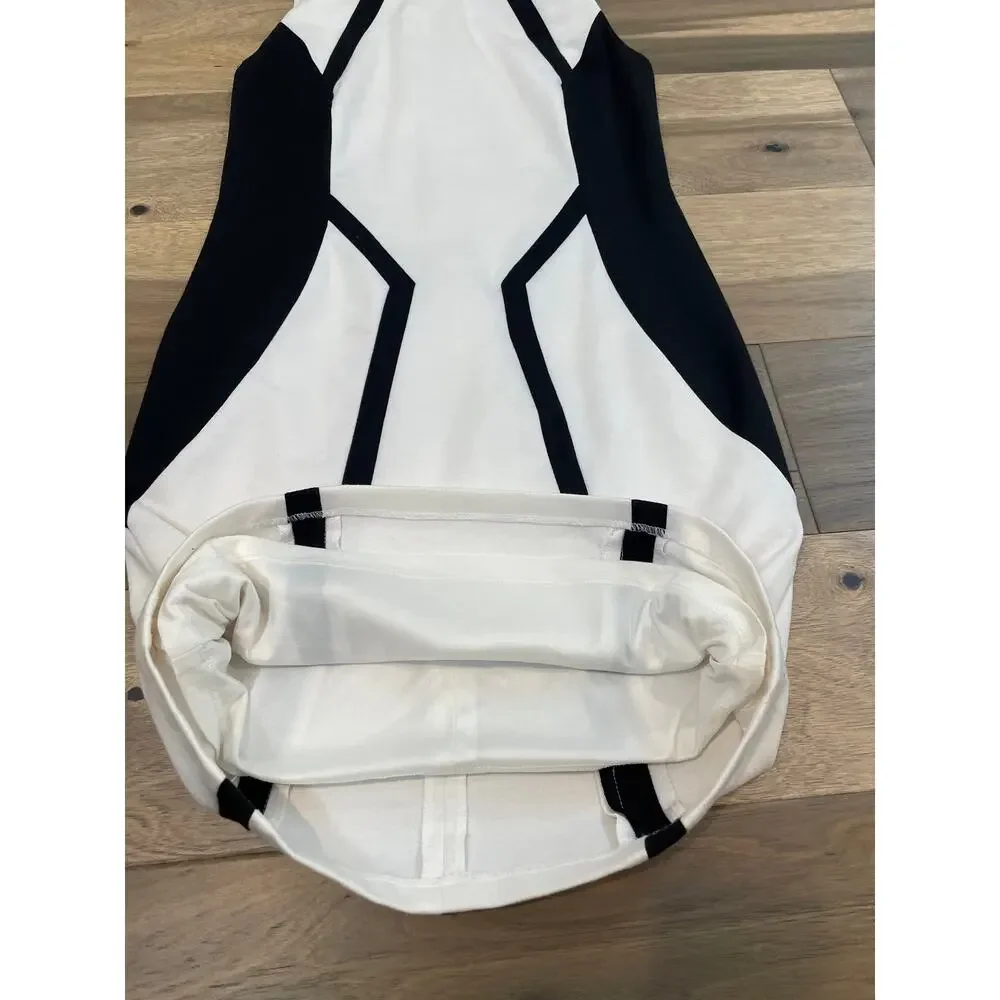 Jessica Simpson White Sheath Dress Black Trim Size 10 Fully Lined